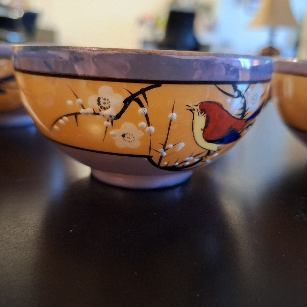 5 Vintage Japanese Bird Tea Cups